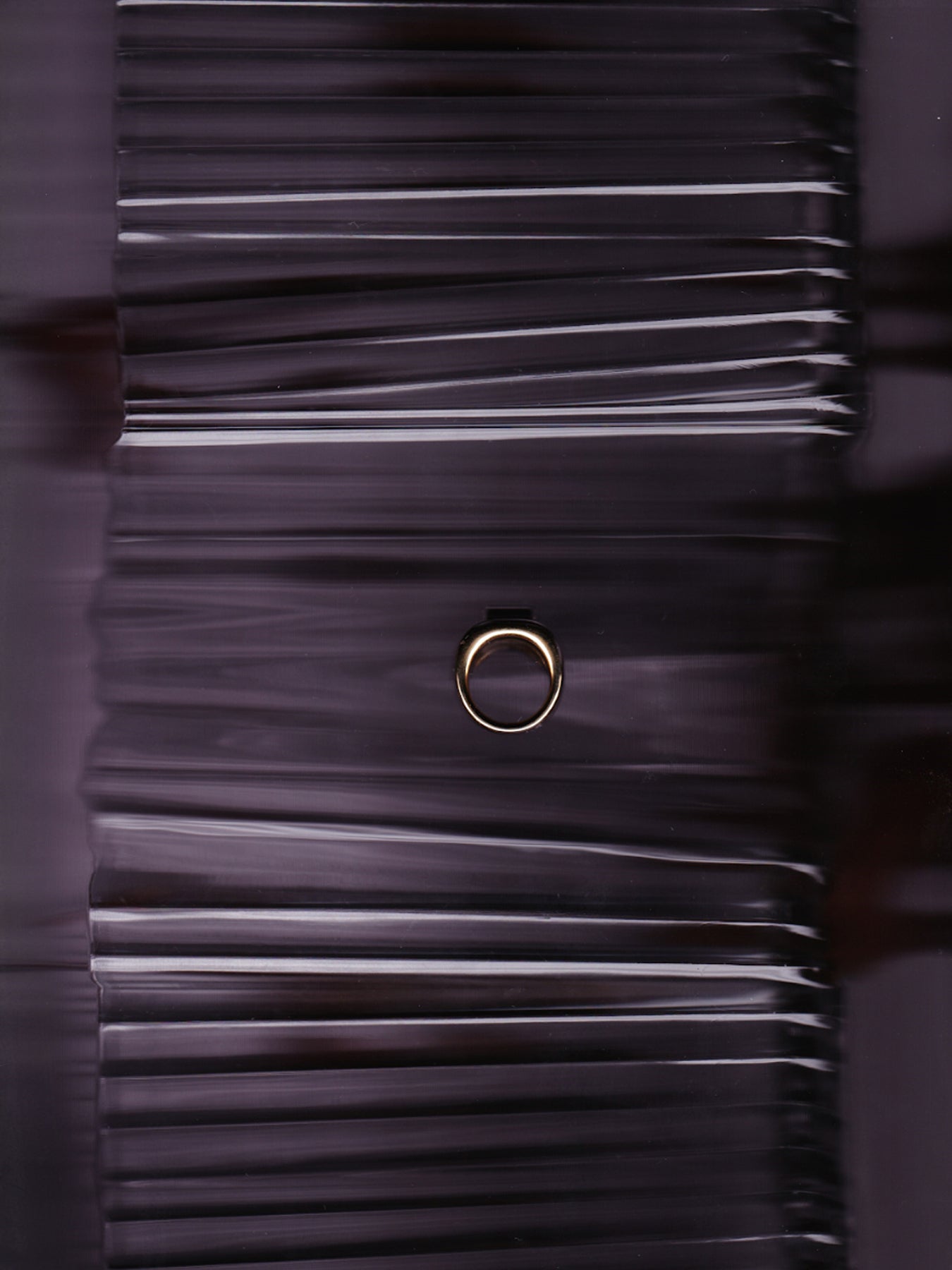 Scan of a textured purple surface with a gold ring in the center.