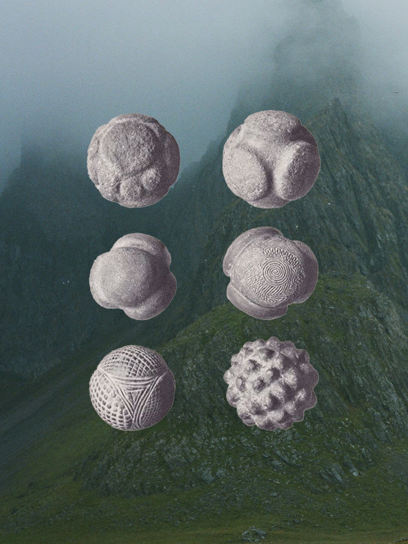 Prehistoric Scottish orbs a textured landscape background